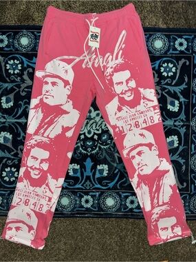 Asaali Pink Graphic Face Print pants
